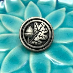 Vintage Betsy Field Design Round Acorn Oak Leaf Pewter Pin